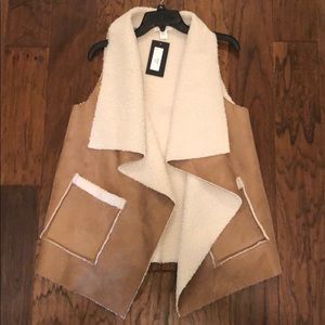 Faux suede, size S/M women’s vest with pockets